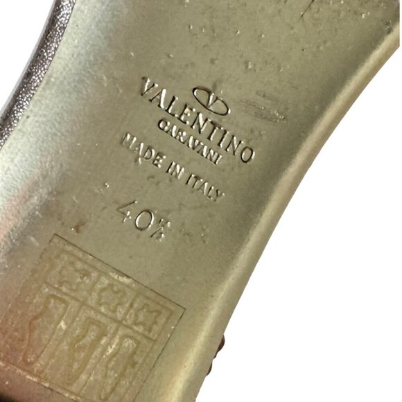 VTG Valentino Gold Thong Flat Sandals Sz.10 Coral Rhinestones Boho Designer - Picture 10 of 16